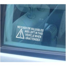 5 x Small Version-No Cash or Valuables are left in this Vehicle when unattended-Car,Van,Truck Security Warning Alarm Stickers